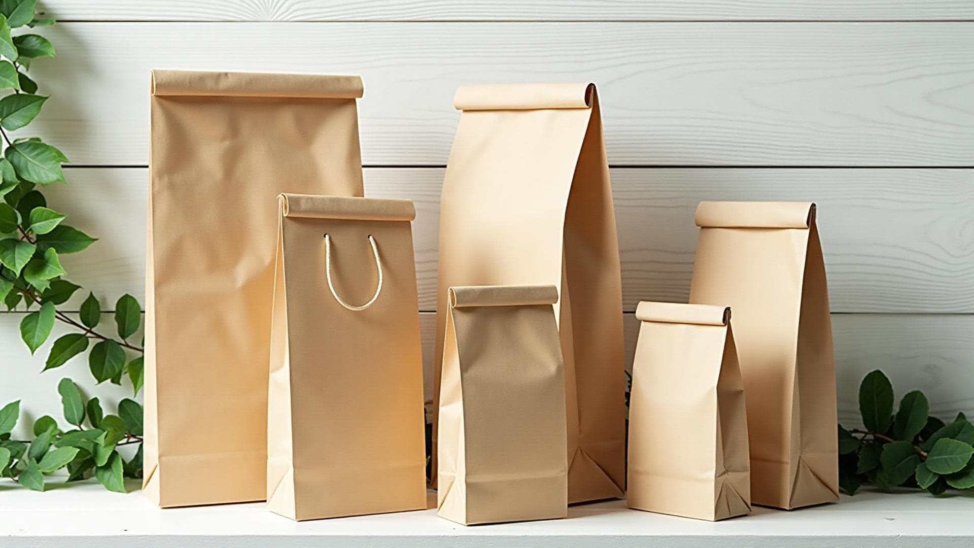 EcoBagsFactory eco-friendly paper bags collection - 100% recyclable and biodegradable sustainable packaging