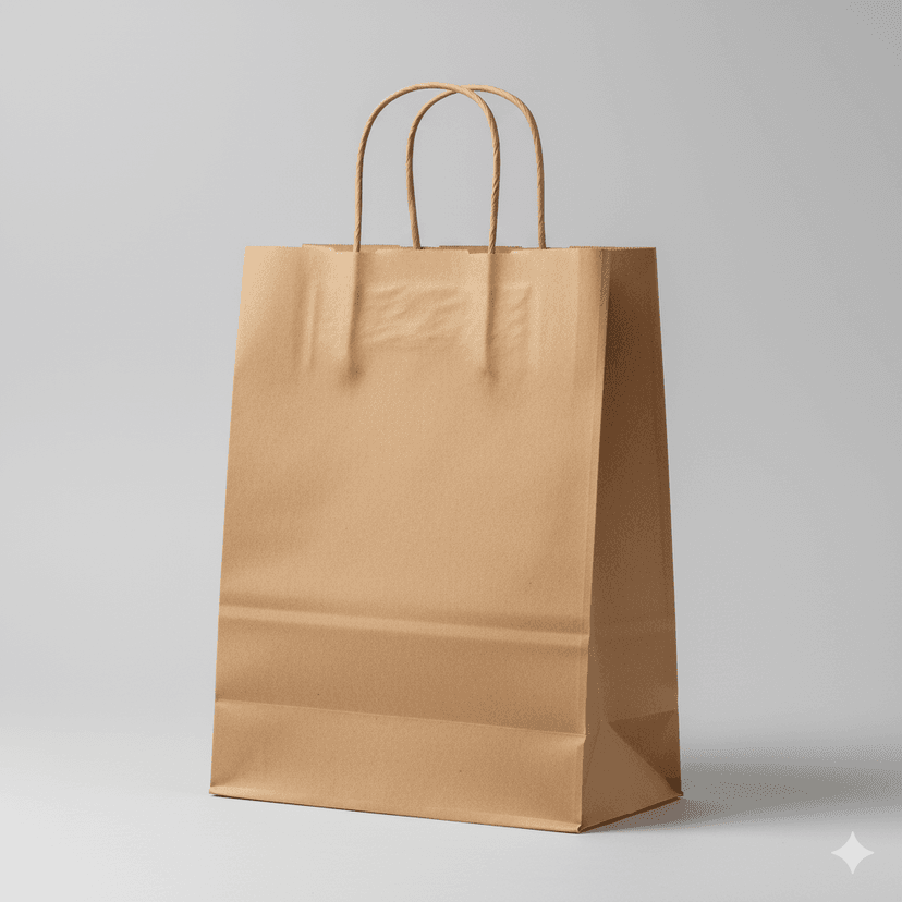 9x8x8 inch eco-friendly paper bags ecobags kraft paperbags with thread handles - Brown 140 GSM eco bags manufacturer